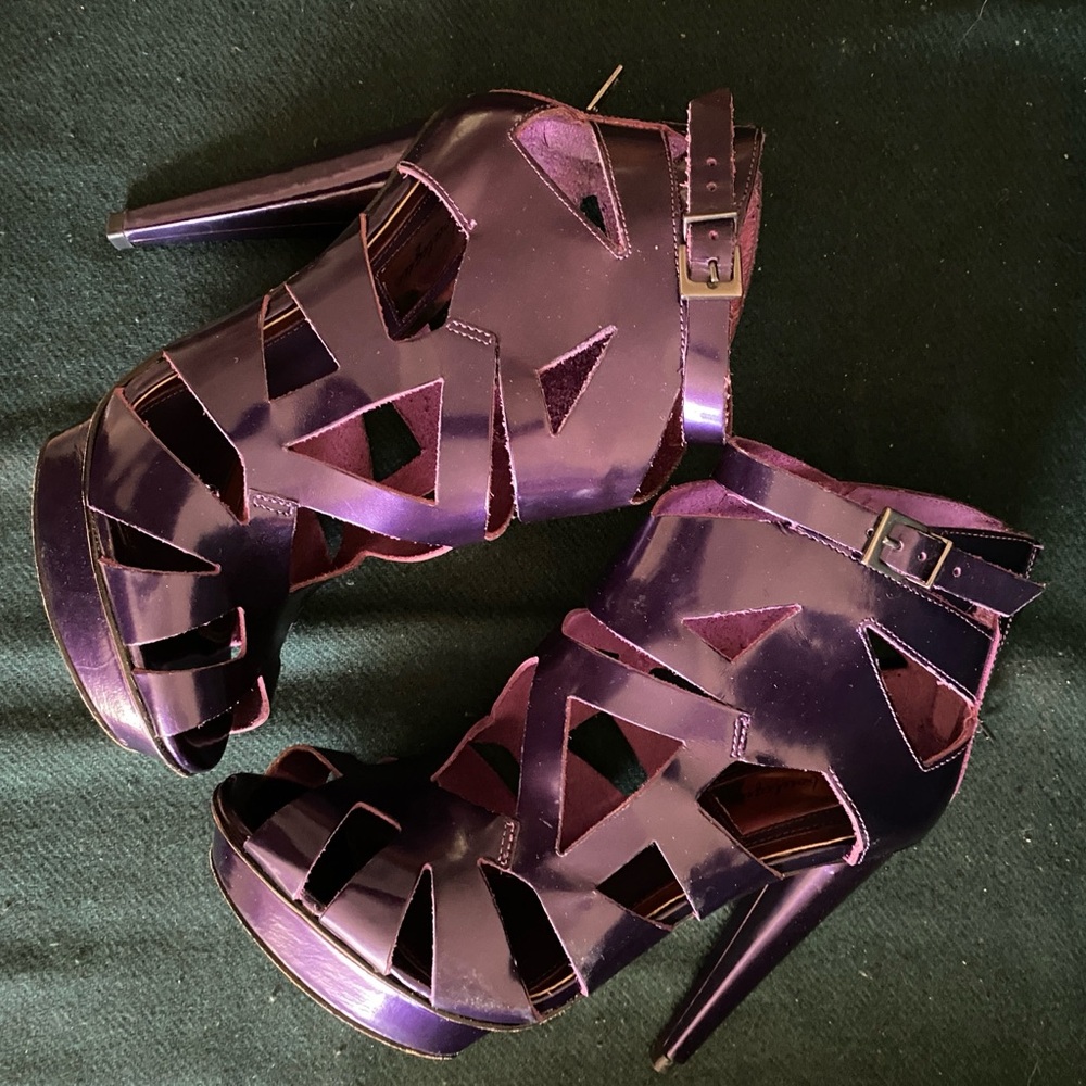 Topshop Metallic Purple Ankle Booties